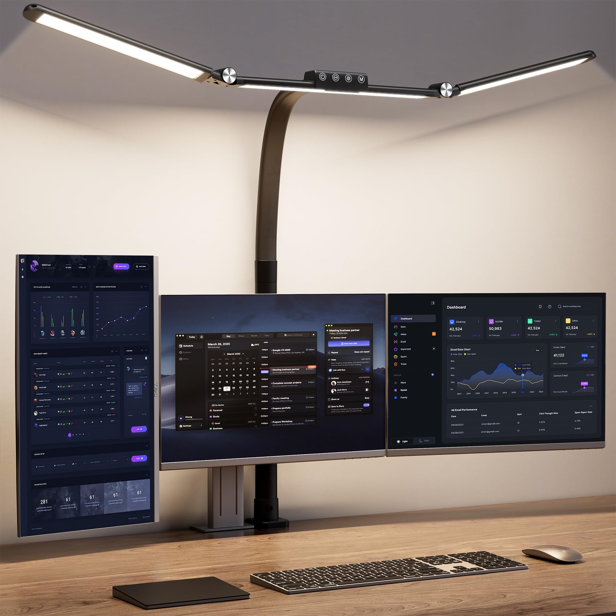 Office Desk Lamp for Home, 39.3" LED Clamp Lamp with Touch Control | Ka-mostore
