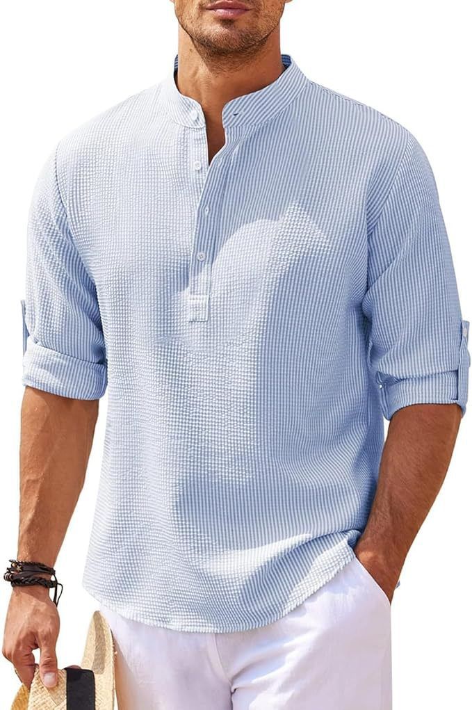 Pánské prodyšné texturované tričko Henley | Ka-mostore