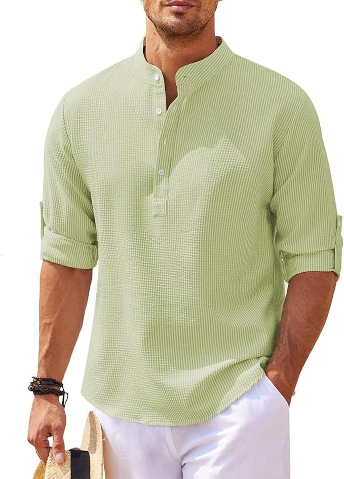 Pánské prodyšné texturované tričko Henley | Ka-mostore