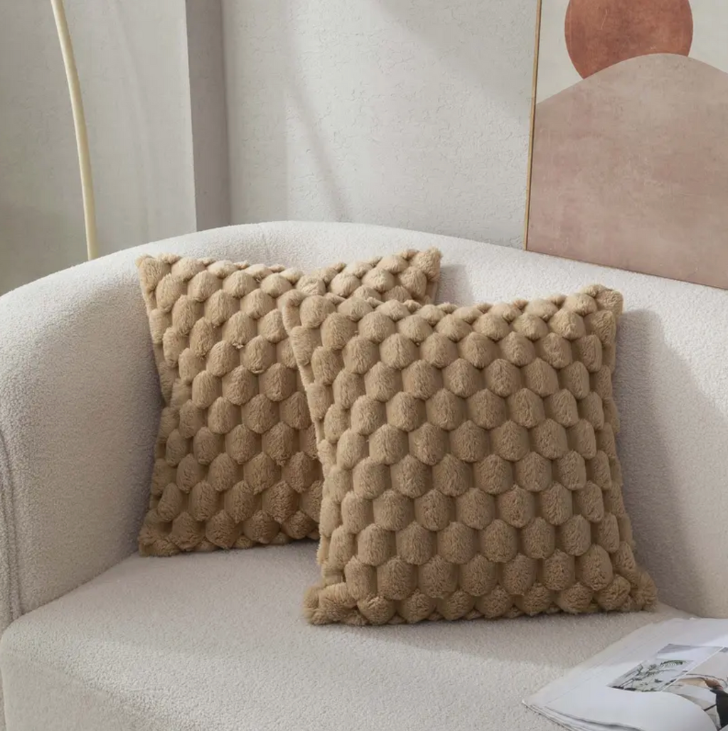 Textured Faux Fur Throw Pillow | Ka-mostore