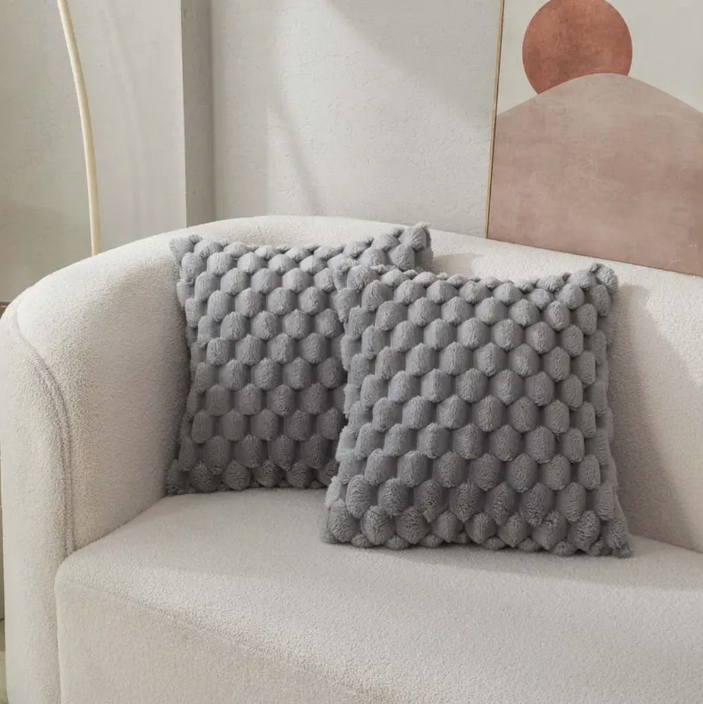 Textured Faux Fur Throw Pillow | Ka-mostore