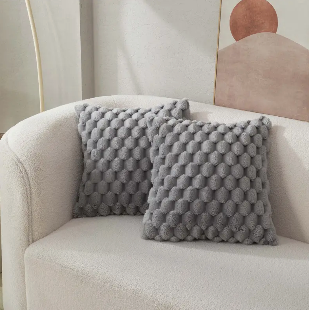 Textured Faux Fur Throw Pillow | Ka-mostore