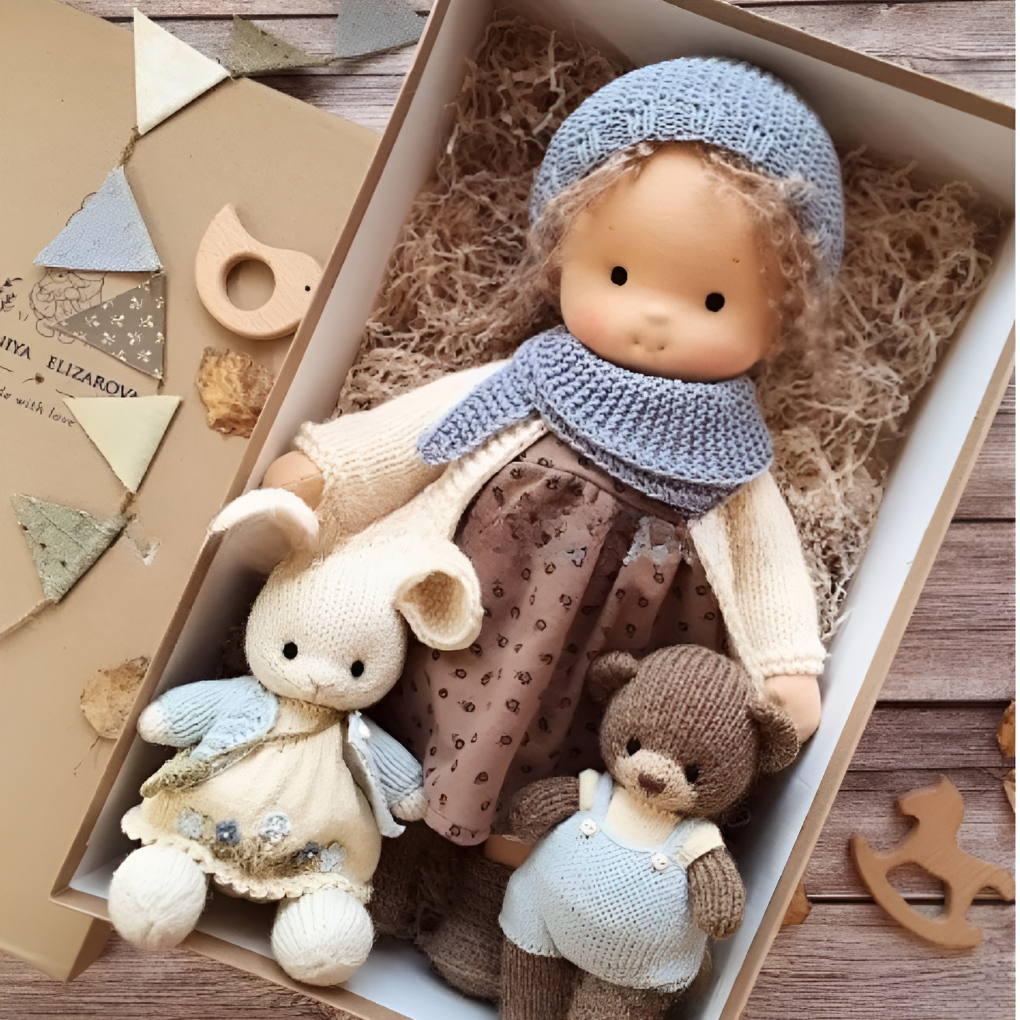 Toddler Waldorf Cloth Doll with Knitted Accents | Ka-mostore