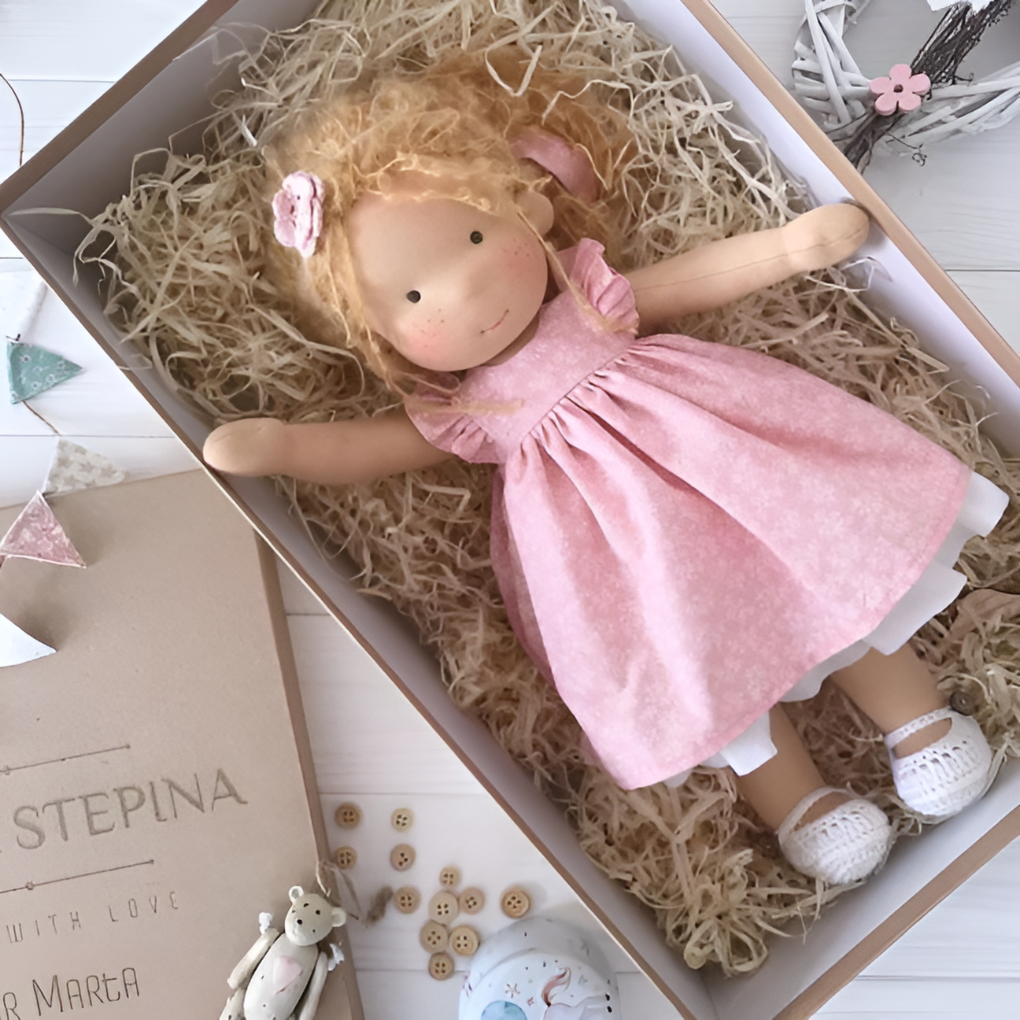 Toddler Waldorf Cloth Doll with Knitted Accents | Ka-mostore