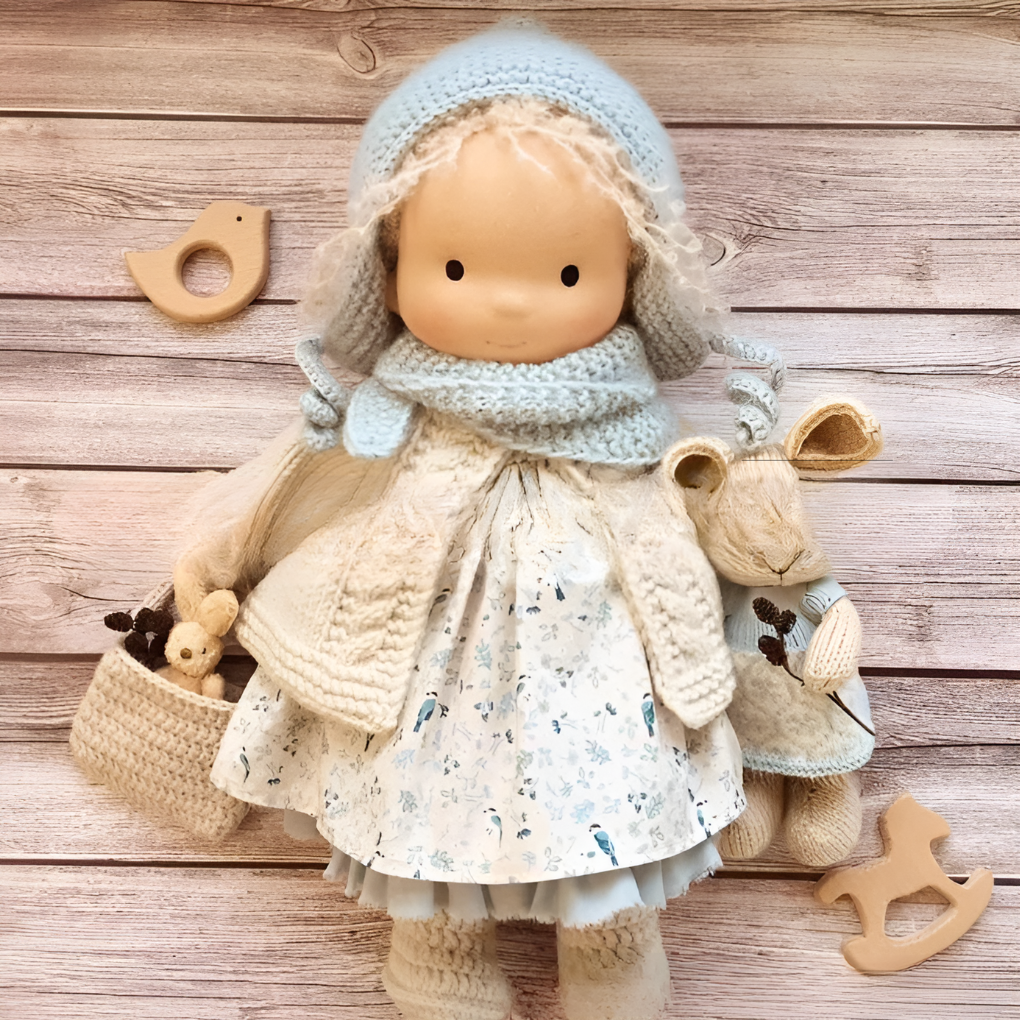 Toddler Waldorf Cloth Doll with Knitted Accents | Ka-mostore