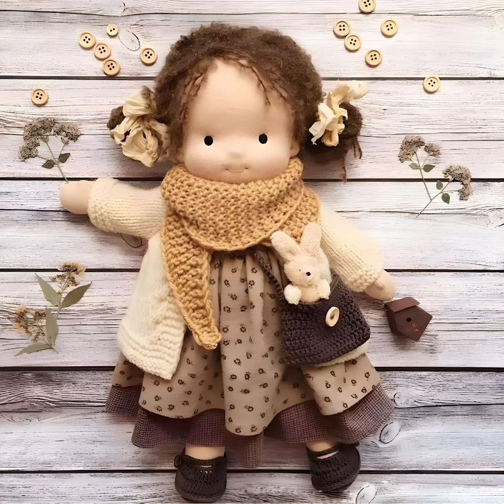 Toddler Waldorf Cloth Doll with Knitted Accents | Ka-mostore