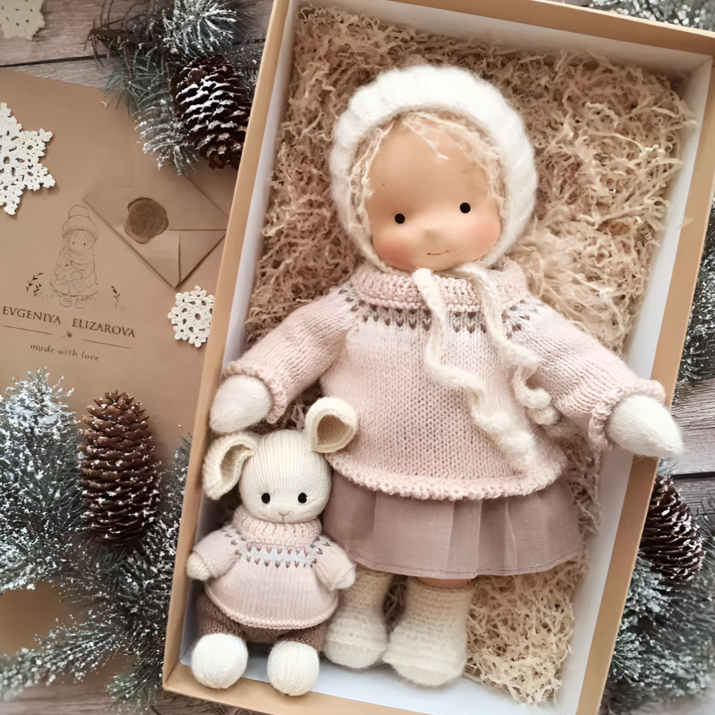 Toddler Waldorf Cloth Doll with Knitted Accents | Ka-mostore