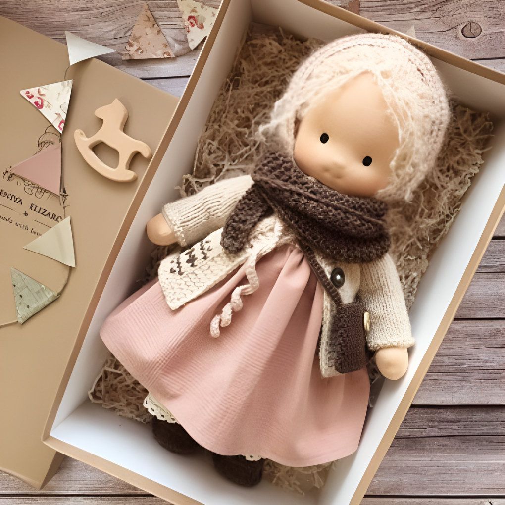 Toddler Waldorf Cloth Doll with Knitted Accents | Ka-mostore