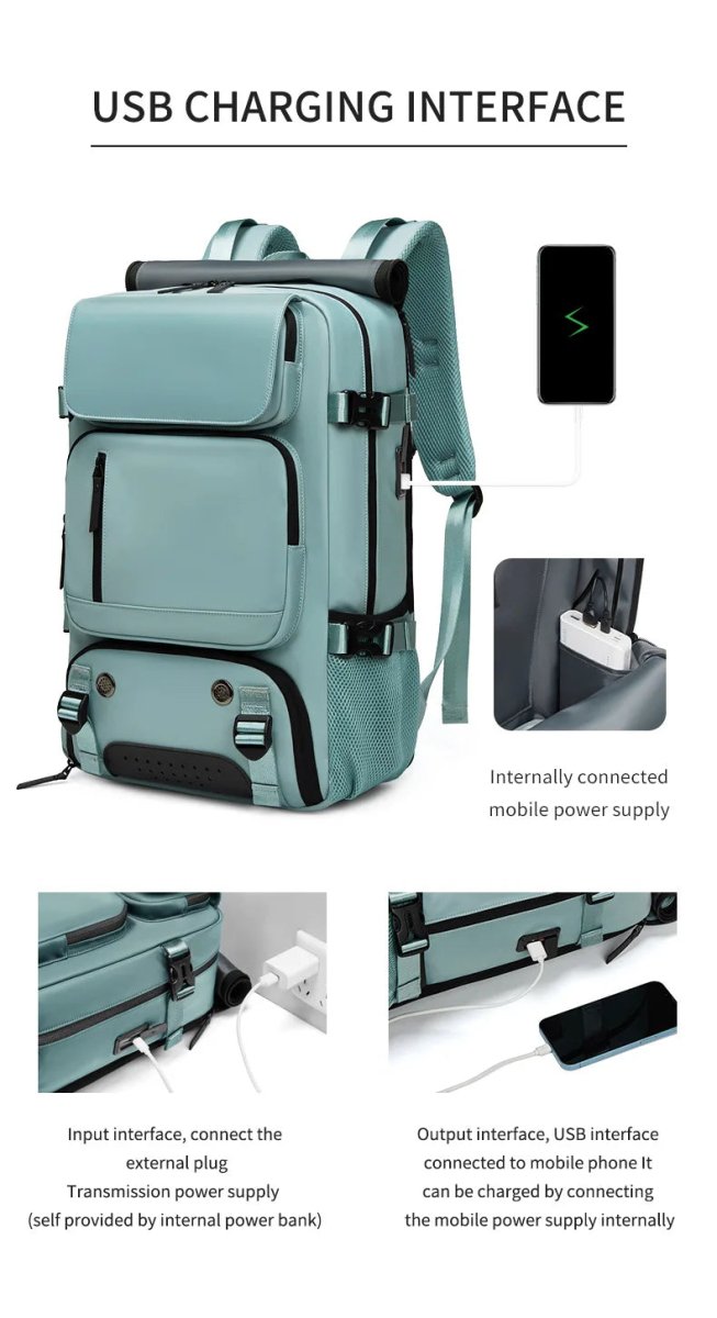 TRAVELMAX Pack – voděodolný cestovní batoh s USB portem, přihrádkou na boty a kapsou proti krádeži | Ka-mostore