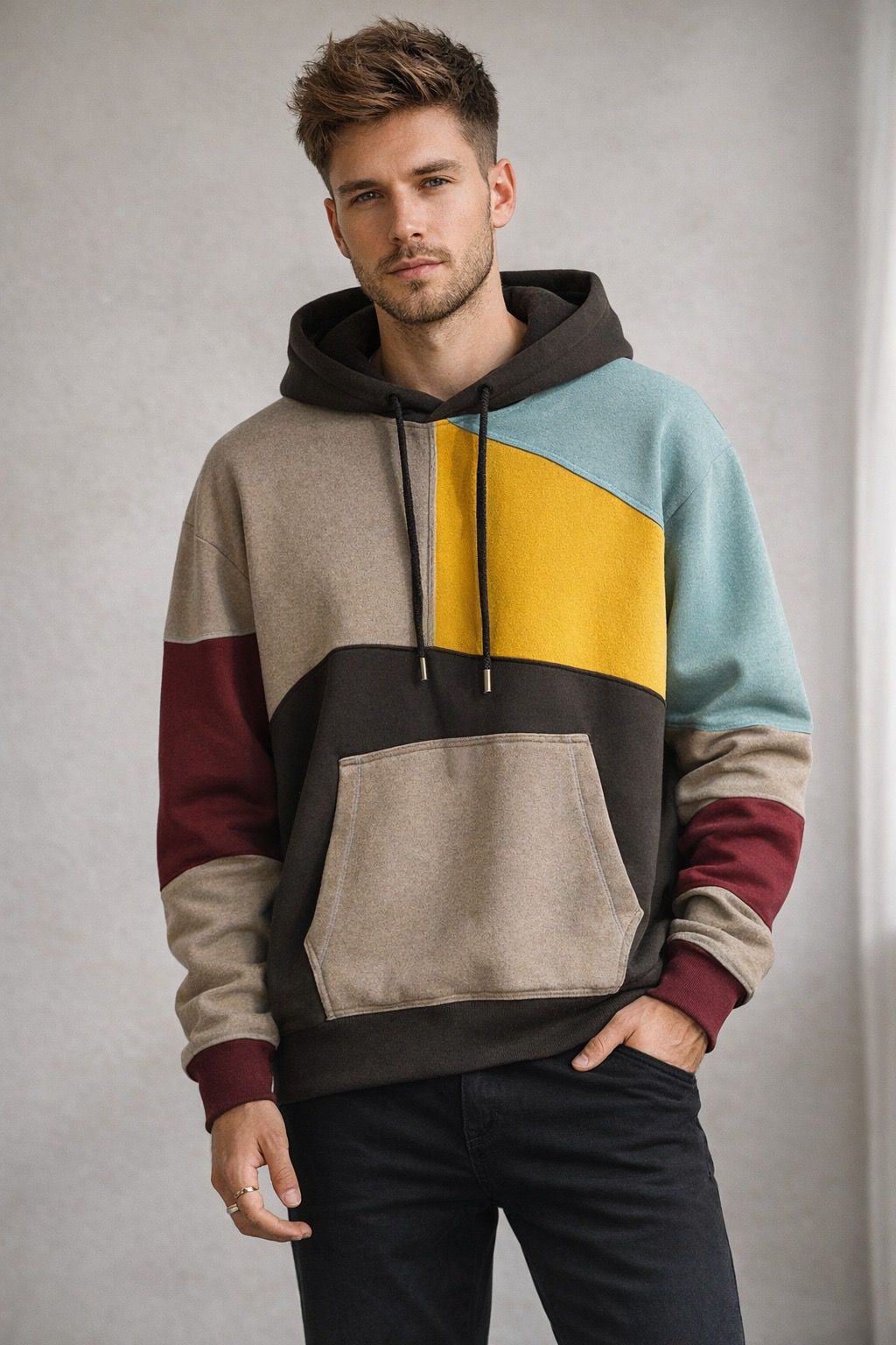 Relaxed Colorblock Hoodie | Ka-mostore