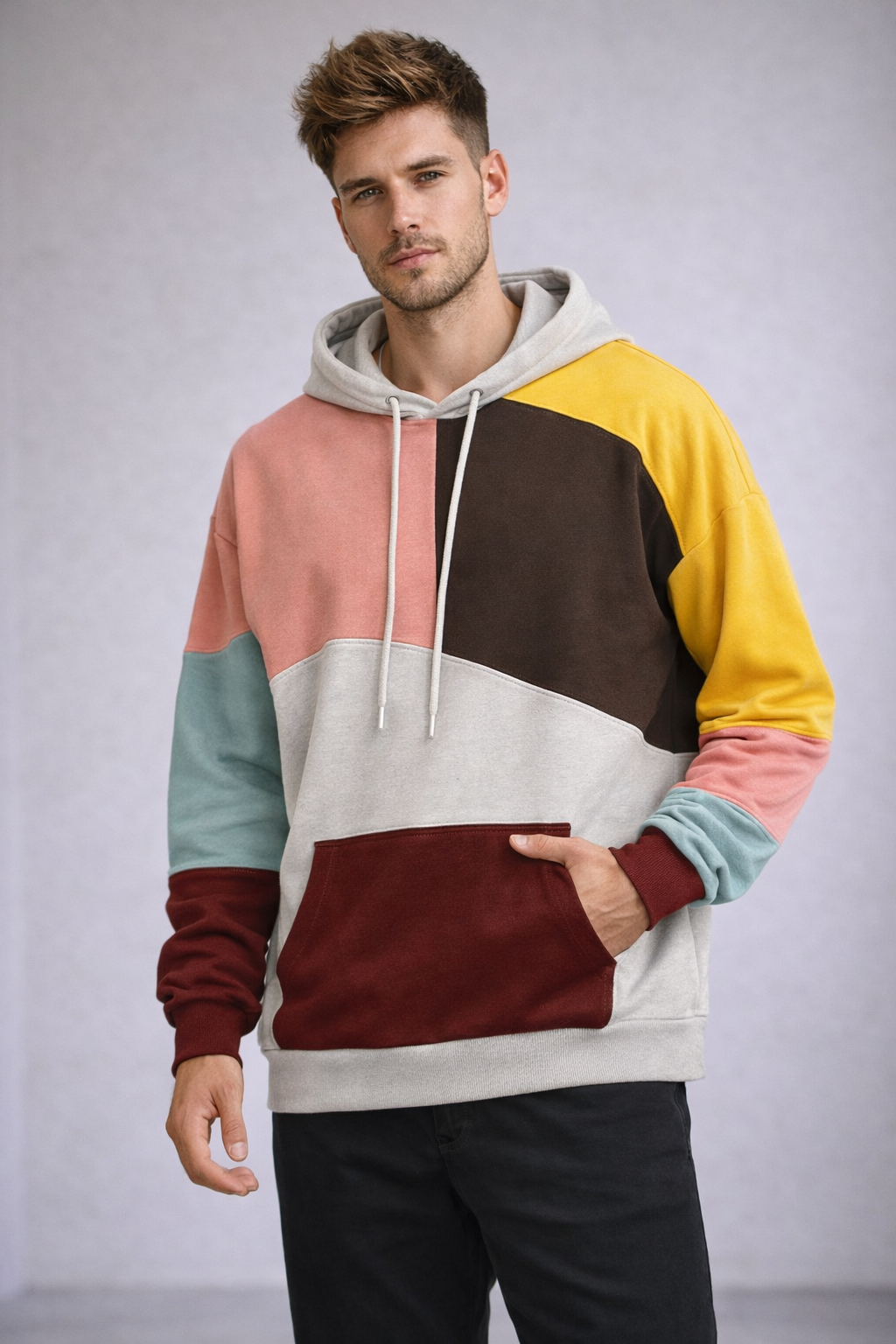 Relaxed Colorblock Hoodie | Ka-mostore