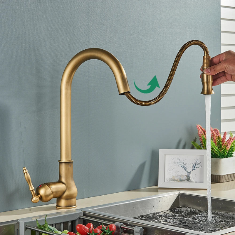 VintageTap Antique Brass Kitchen Tap – Retro Style Mixer Faucet with Swivel Spout | Ka-mostore