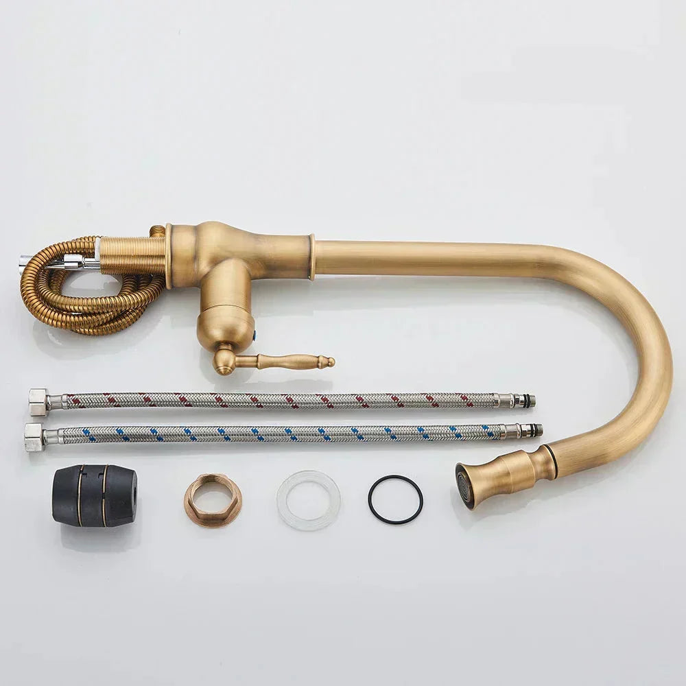 VintageTap Antique Brass Kitchen Tap – Retro Style Mixer Faucet with Swivel Spout | Ka-mostore