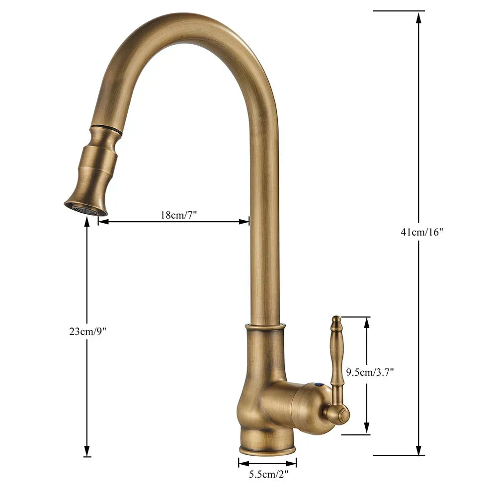 VintageTap Antique Brass Kitchen Tap – Retro Style Mixer Faucet with Swivel Spout | Ka-mostore