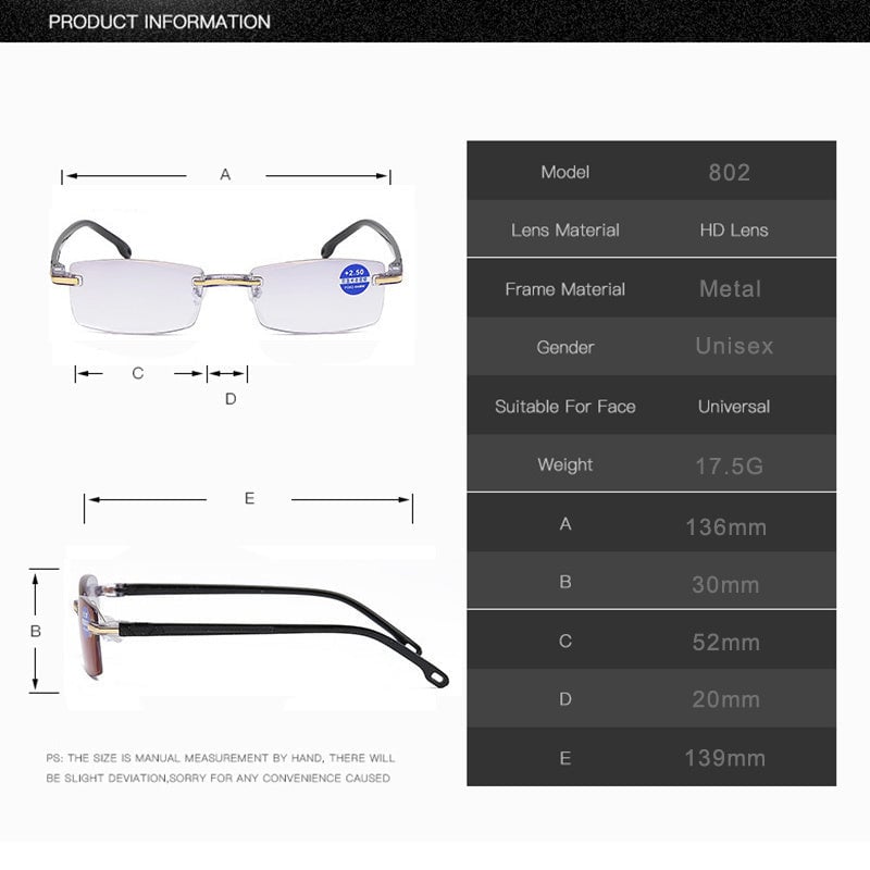Viselio Intelligent Reading Glasses with Progressive Lenses | Ultra-Light & Blue Light Filter | For Near & Distant Vision | Titanium Frame TR90 | Ka-mostore