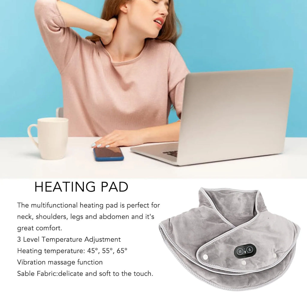 Warm Neck and Shoulder Massager USB Heating Pad with Vibration | Ka-mostore