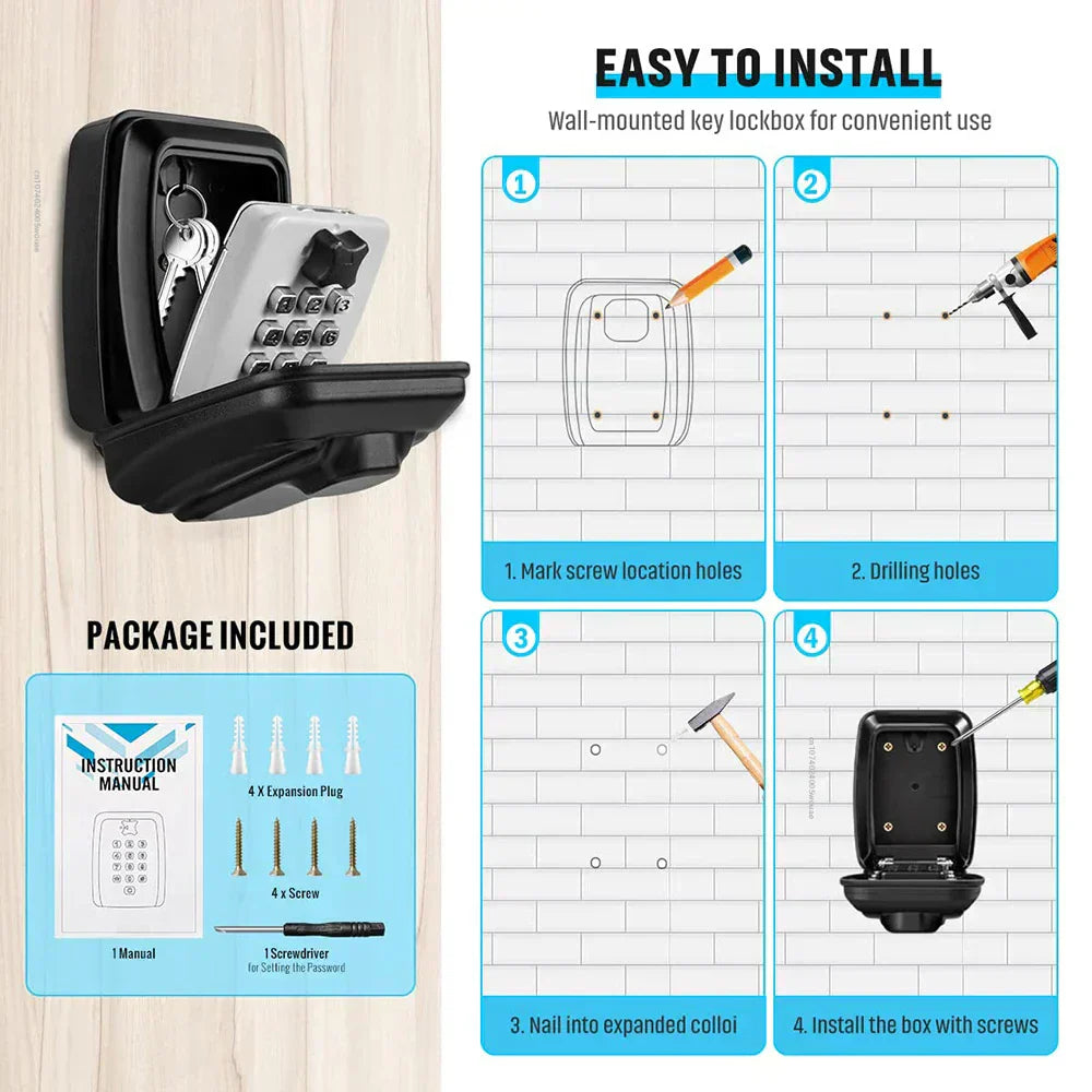 Outdoor Combination Key Lock Box – Wall Mount Weatherproof | Ka-mostore