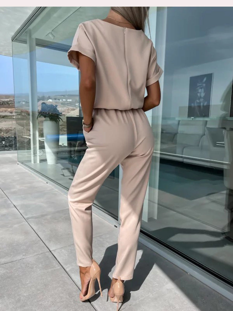 Gürtel-Jumpsuit mit weitem Bein | Ka-mostore