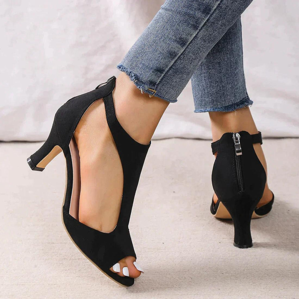 Tacones cómodos con punta abierta y correa en T | Ka-mostore