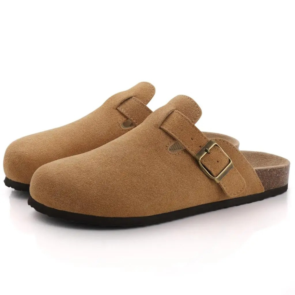 Women's Suede Mules with Adjustable Buckle | Ka-mostore