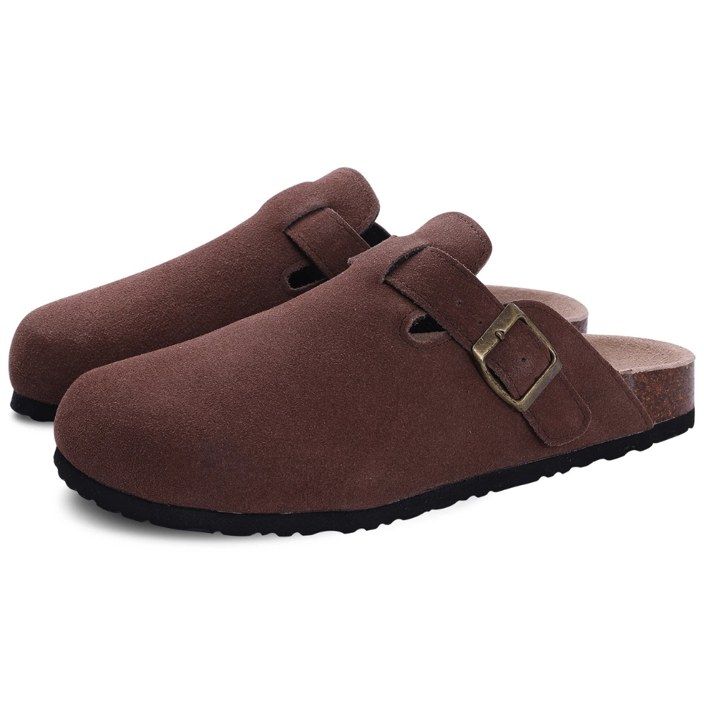 Women's Suede Mules with Adjustable Buckle | Ka-mostore