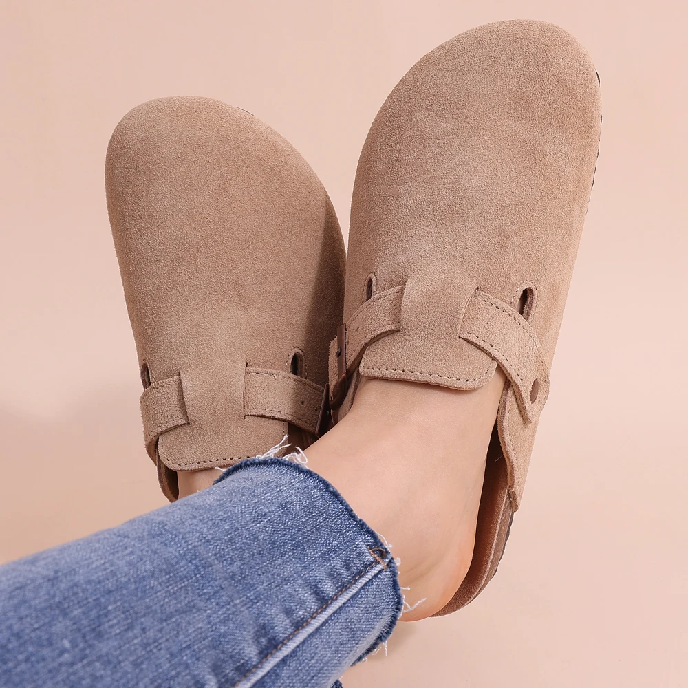 Women's Suede Mules with Adjustable Buckle | Ka-mostore