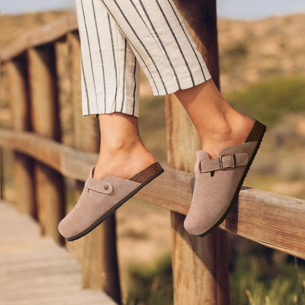 Women's Suede Mules with Adjustable Buckle | Ka-mostore