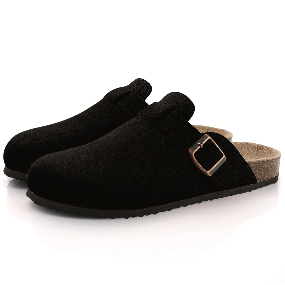 Women's Suede Mules with Adjustable Buckle | Ka-mostore