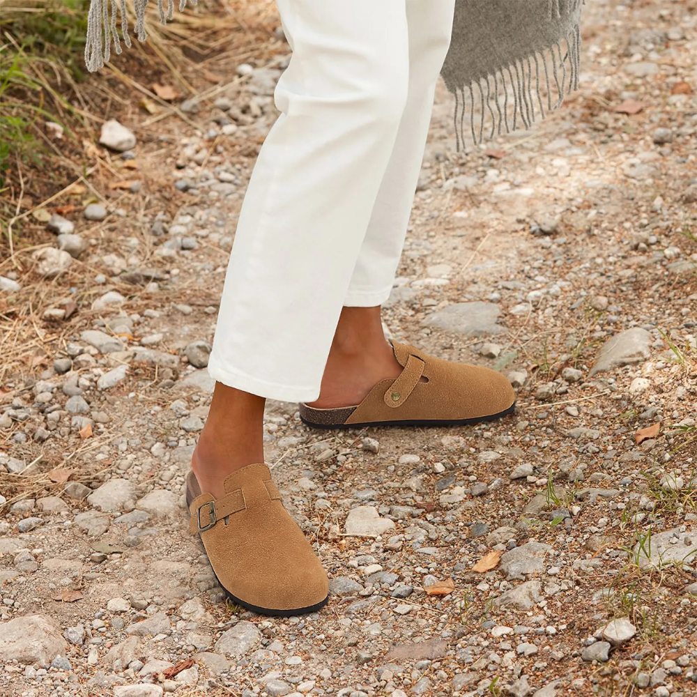 Women's Suede Mules with Adjustable Buckle | Ka-mostore