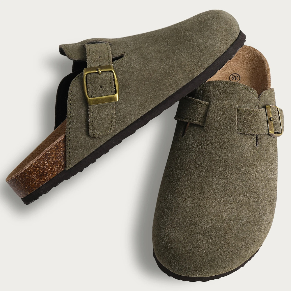 Women's Suede Mules with Adjustable Buckle | Ka-mostore