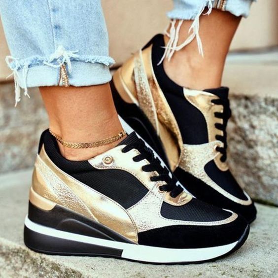 Snygga platåsneakers med kilklack för komfort hela dagen | Ka-mostore