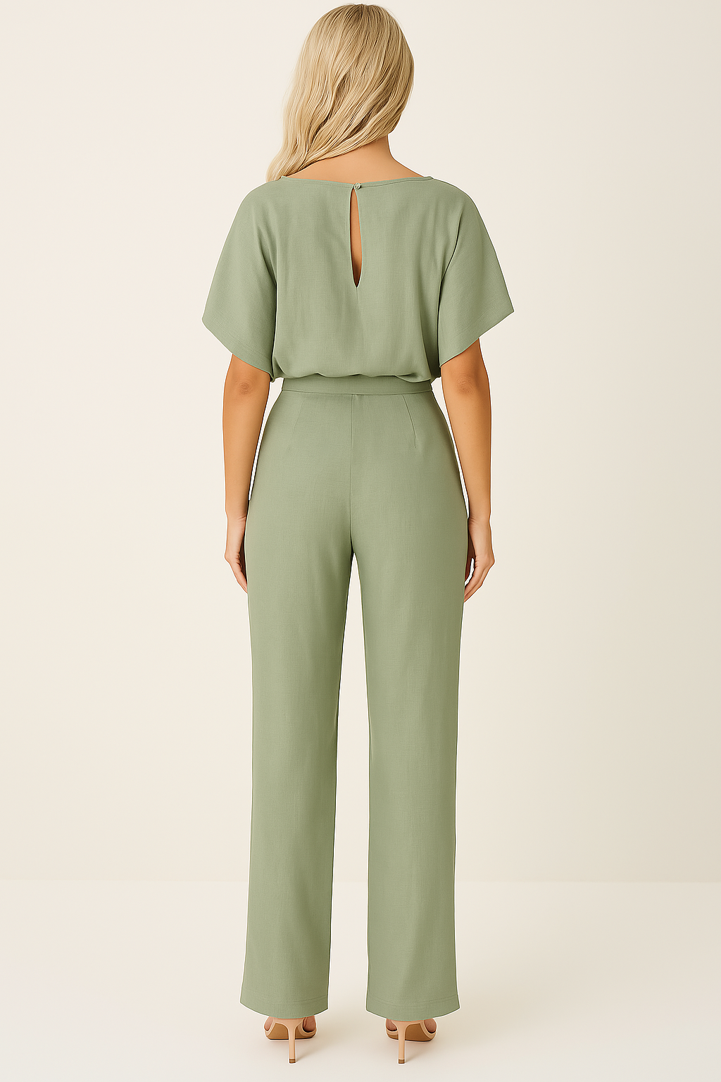 Vyötärövyöllinen leveälahkeinen jumpsuit tyylikkäällä siluetilla | Ka-mostore