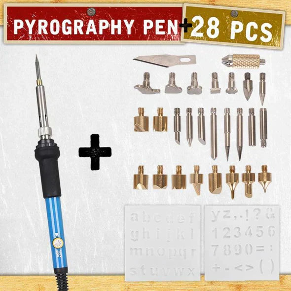 Wood Burning Set | Adjustable Temperature & 28 Tips | Creative Hobby | Ka-mostore