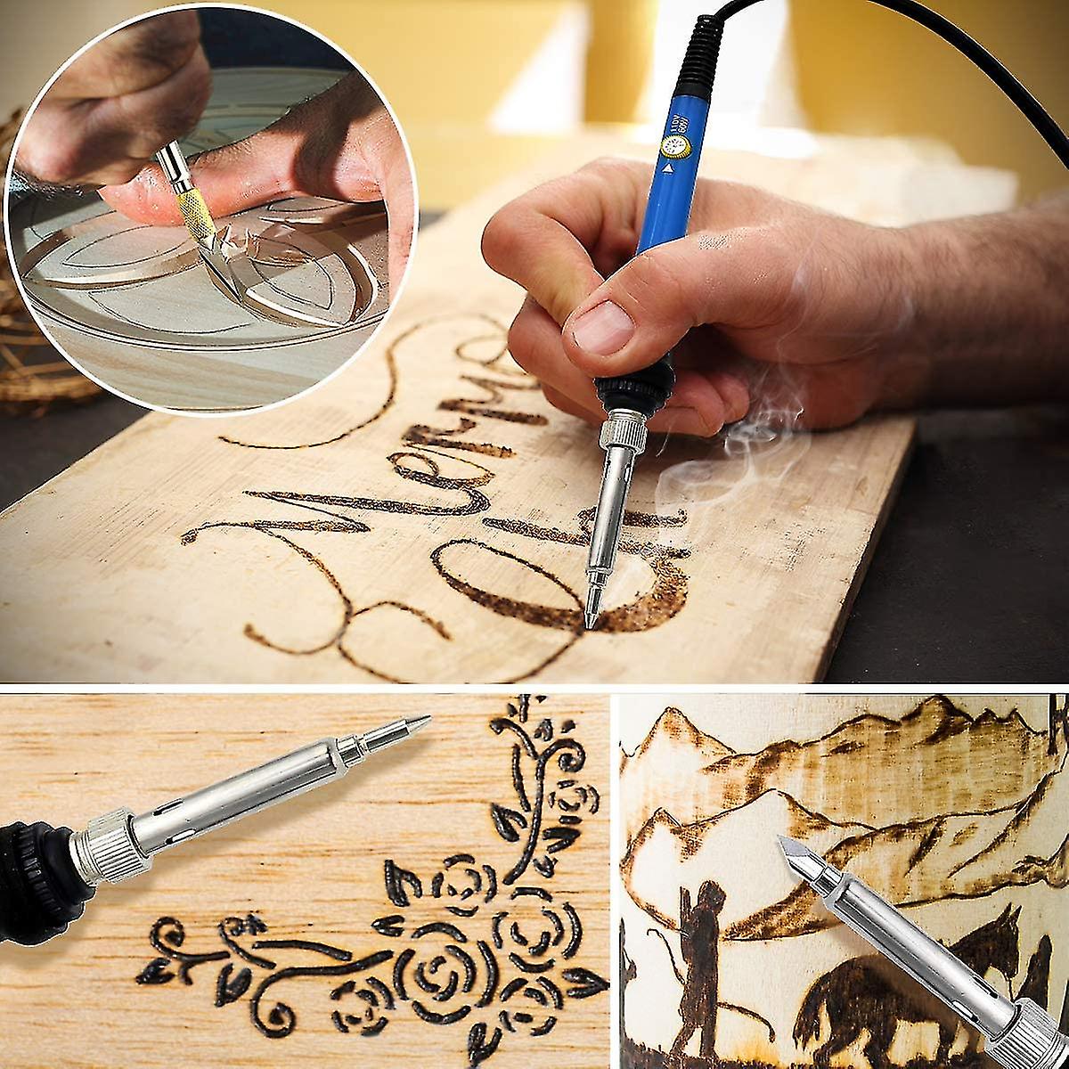 Wood Burning Set | Adjustable Temperature & 28 Tips | Creative Hobby | Ka-mostore