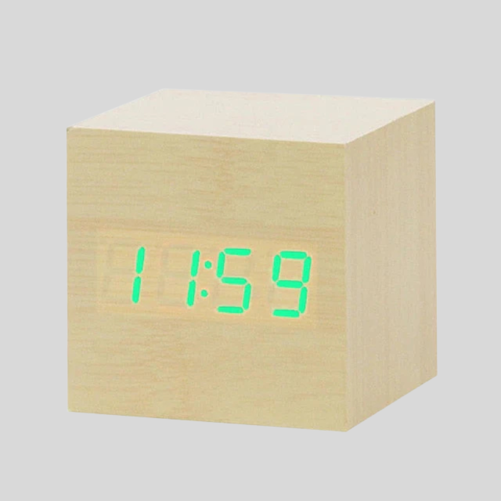 Wooden Digital Alarm Clock with LED Time Display | Ka-mostore