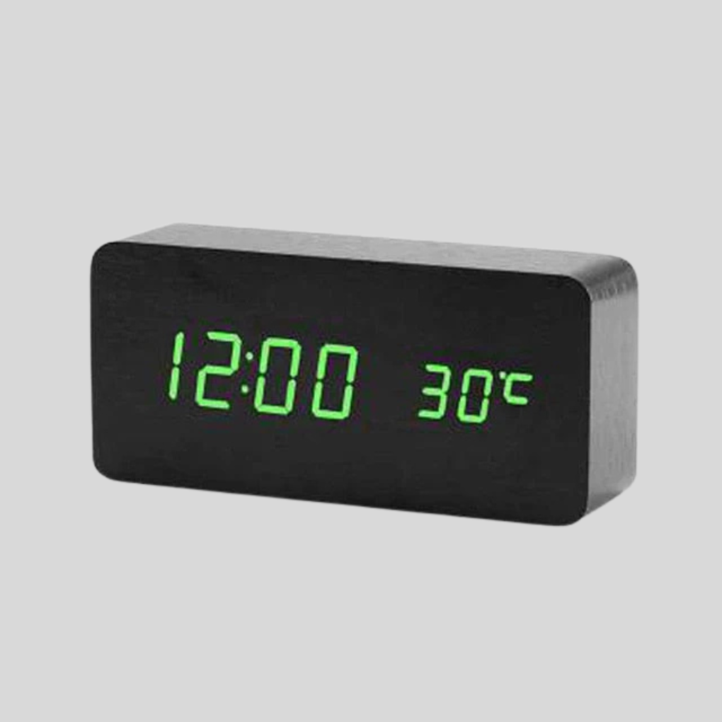Wooden Digital Alarm Clock with LED Time Display | Ka-mostore