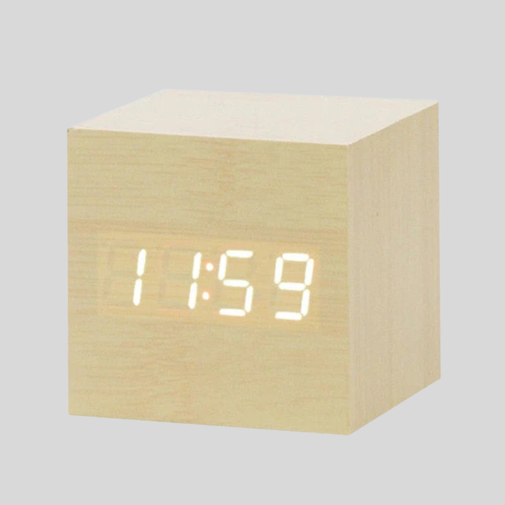 Wooden Digital Alarm Clock with LED Time Display | Ka-mostore