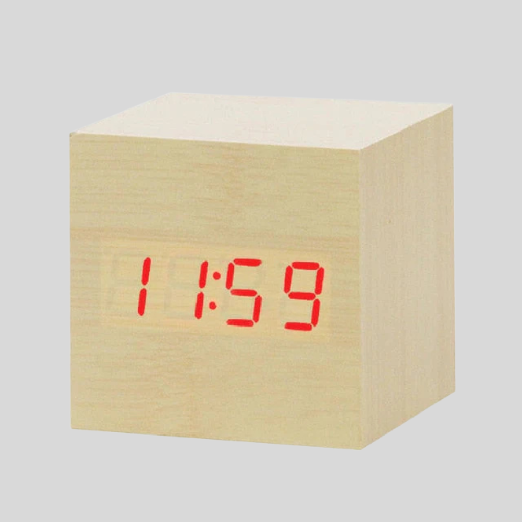 Wooden Digital Alarm Clock with LED Time Display | Ka-mostore