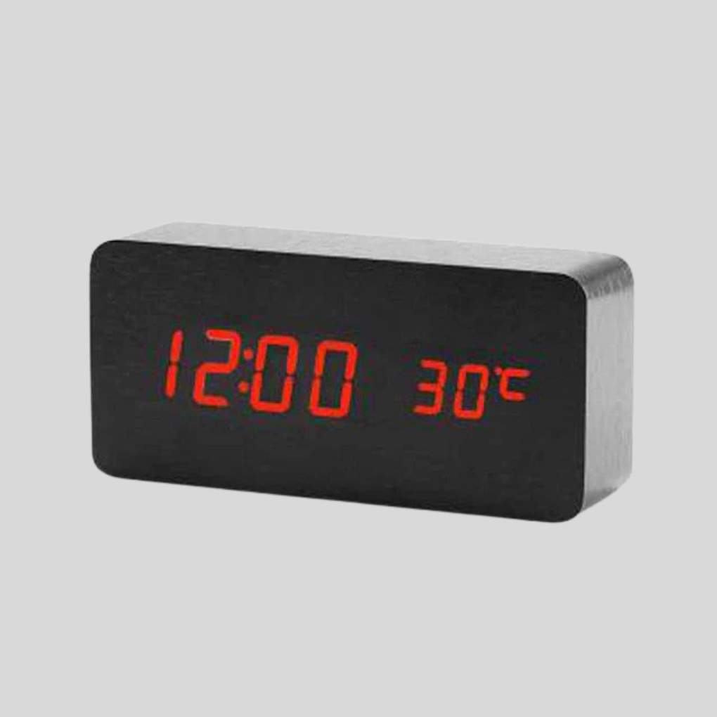 Wooden Digital Alarm Clock with LED Time Display | Ka-mostore