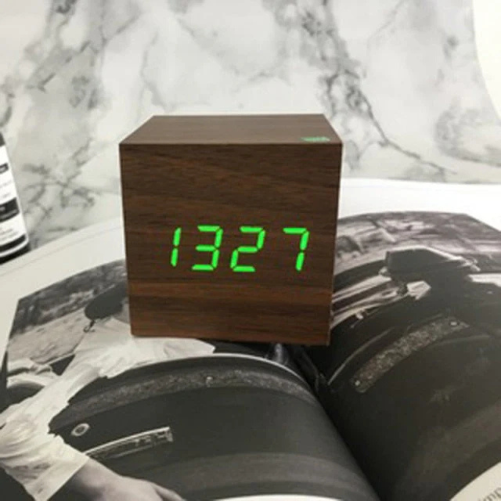 Wooden Digital Alarm Clock with LED Time Display | Ka-mostore