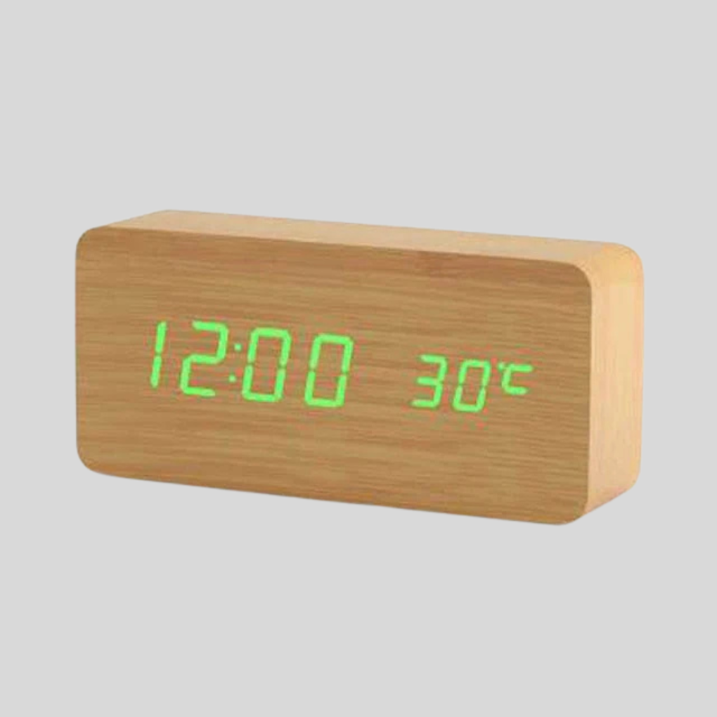 Wooden Digital Alarm Clock with LED Time Display | Ka-mostore