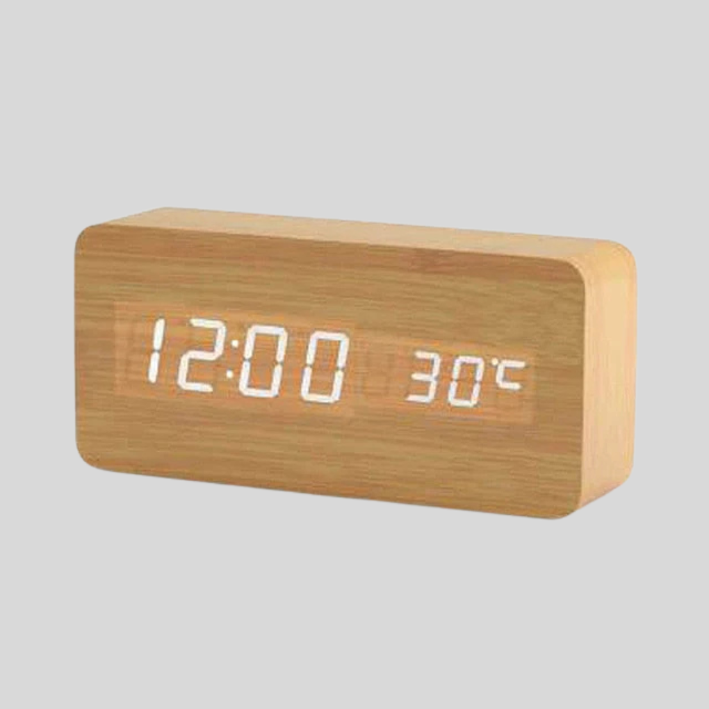 Wooden Digital Alarm Clock with LED Time Display | Ka-mostore