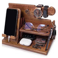 Wooden Nightstand Phone Docking Station – Multifunctional Shelf for Wallet, Watch, and Storage, Ideal for Valentine's Day | Ka-mostore