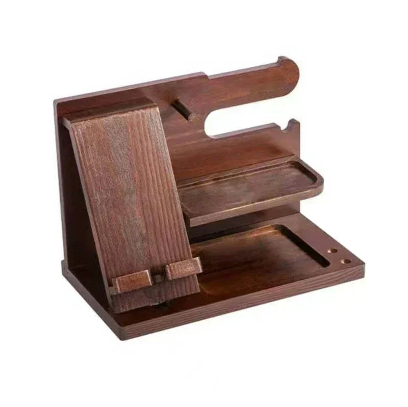 Wooden Nightstand Phone Docking Station – Multifunctional Shelf for Wallet, Watch, and Storage, Ideal for Valentine's Day | Ka-mostore