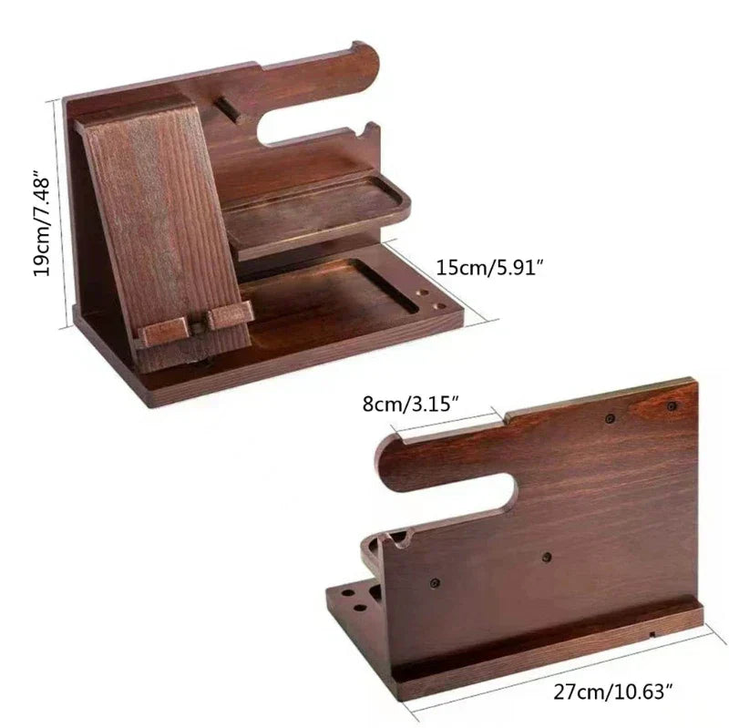 Wooden Nightstand Phone Docking Station – Multifunctional Shelf for Wallet, Watch, and Storage, Ideal for Valentine's Day | Ka-mostore