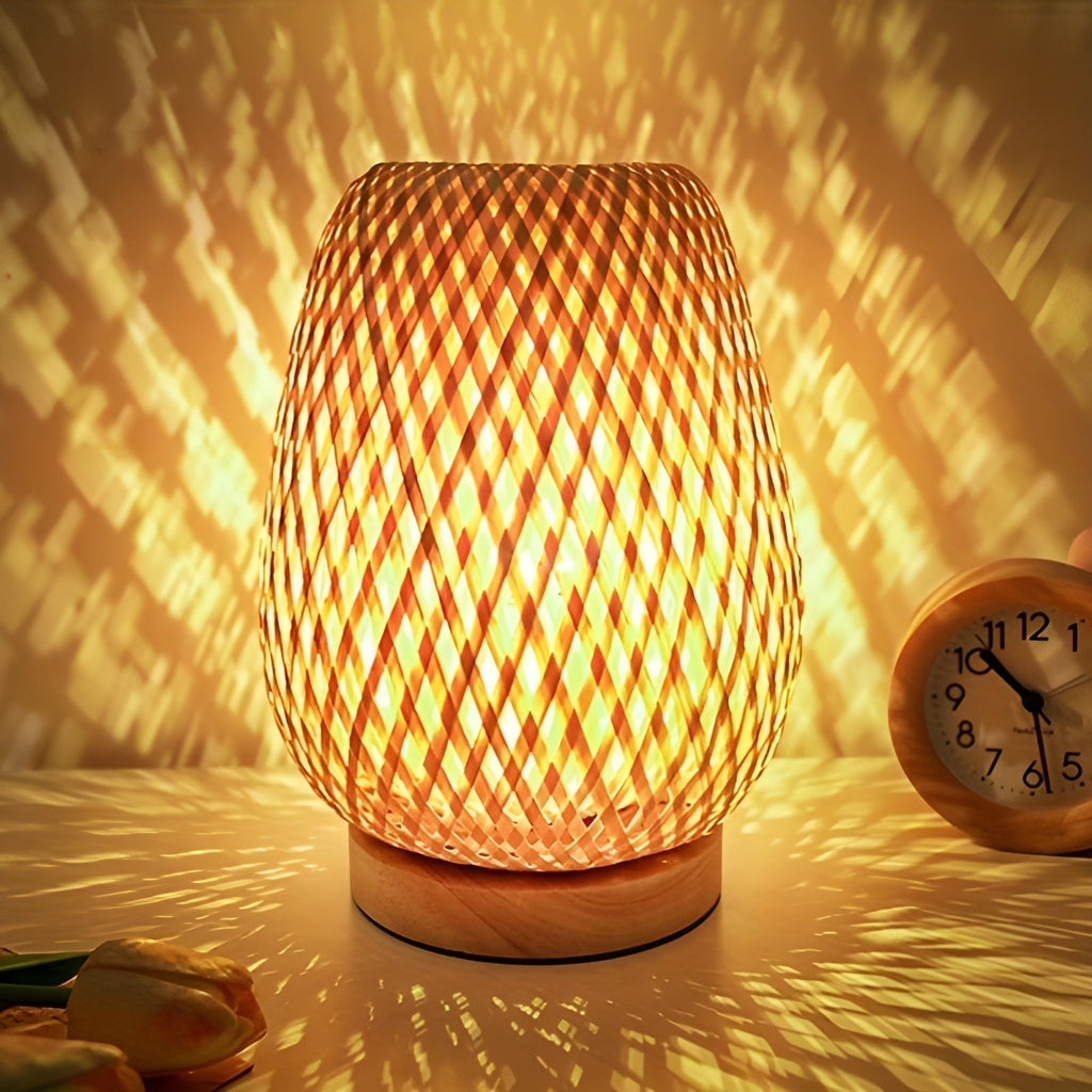 Woven Table Lamp with USB Power | Ka-mostore