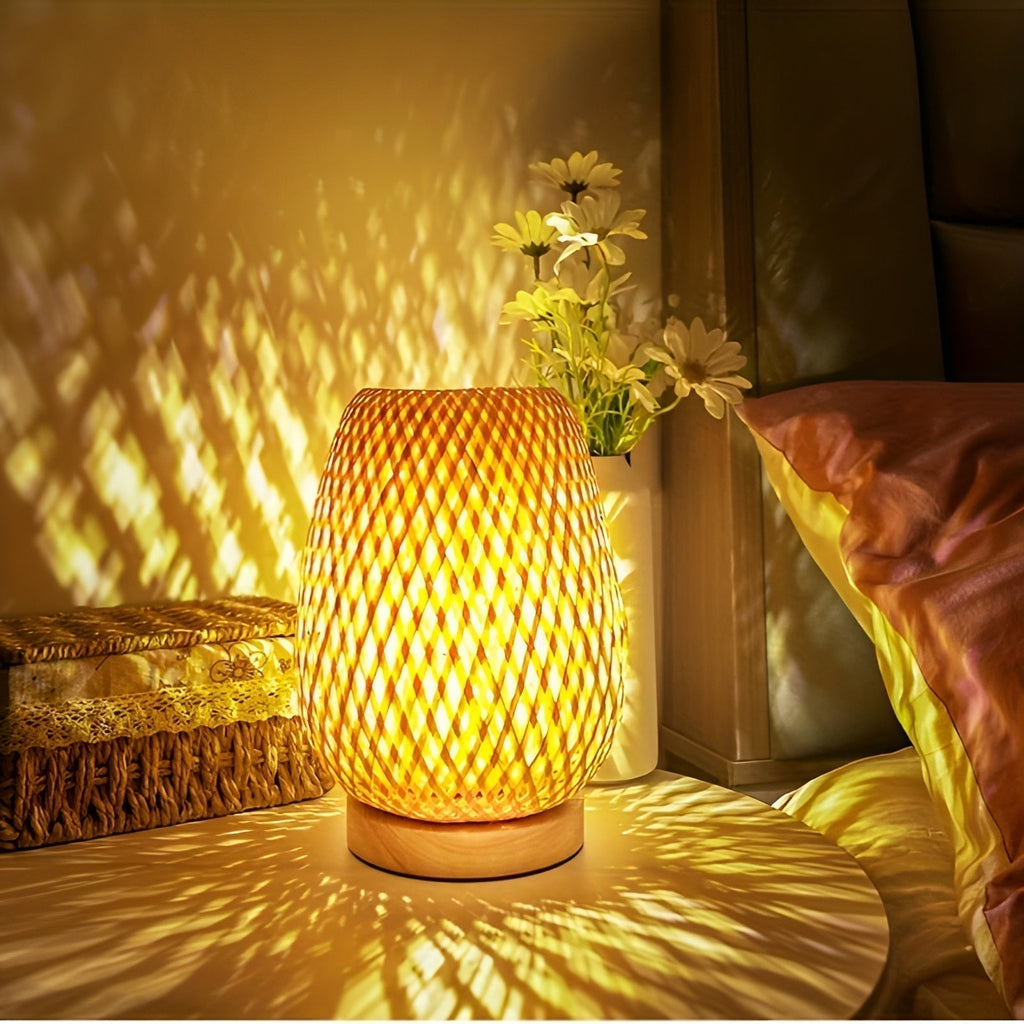 Woven Table Lamp with USB Power | Ka-mostore
