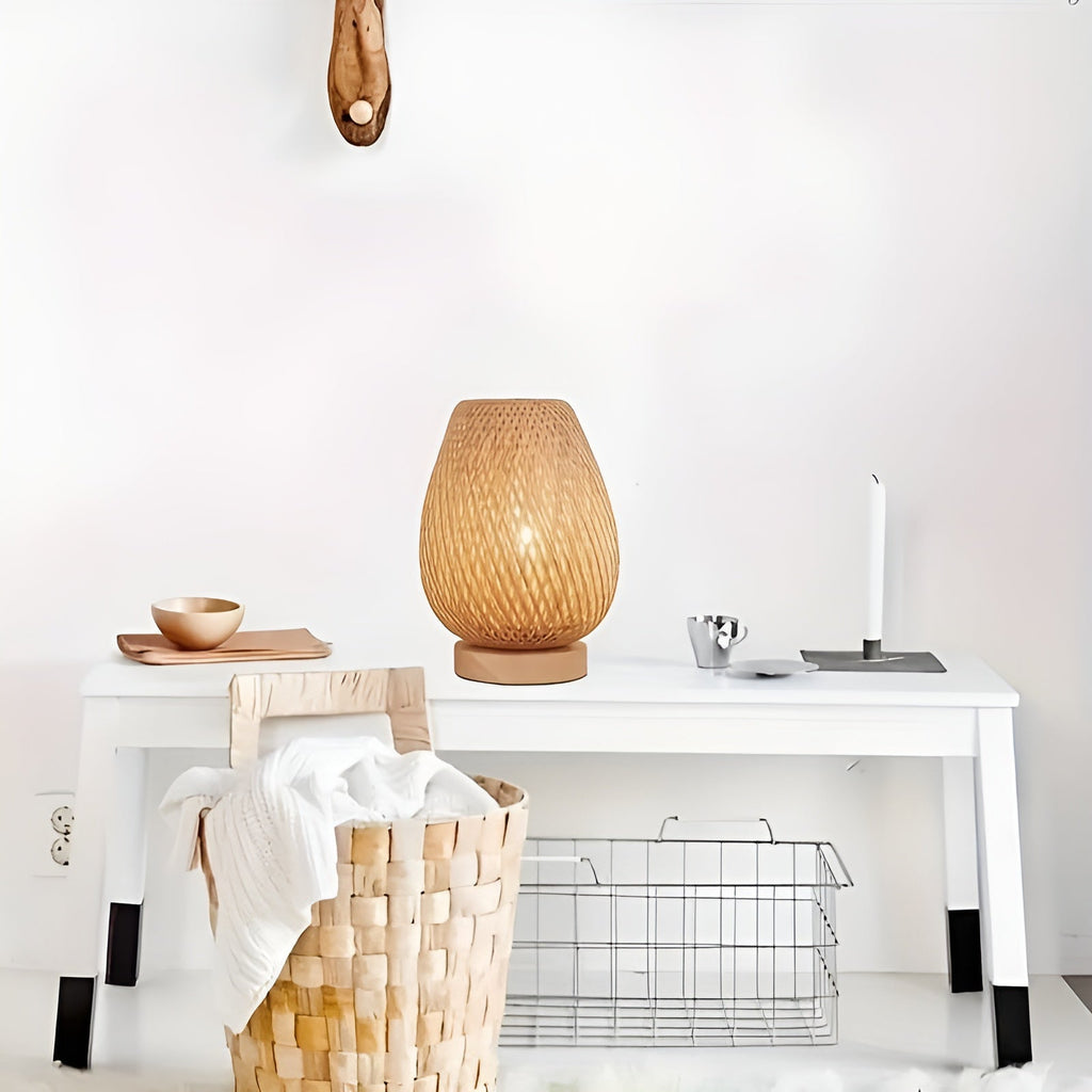 Woven Table Lamp with USB Power | Ka-mostore