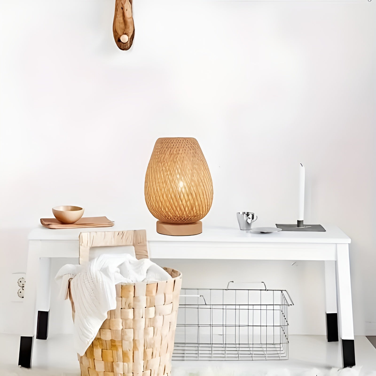 Woven Table Lamp with USB Power | Ka-mostore