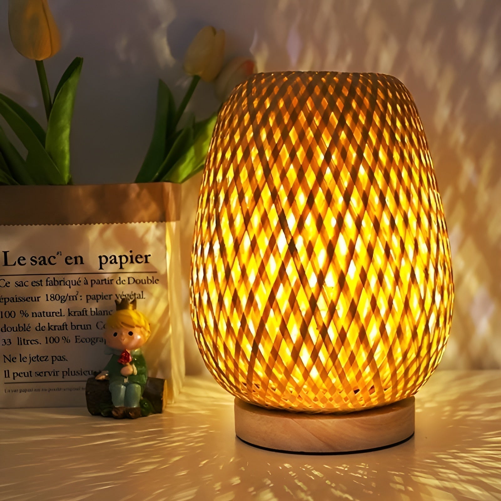 Woven Table Lamp with USB Power | Ka-mostore